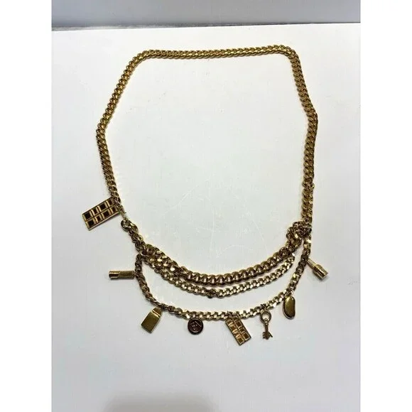 Vintage Elisabeth Arden Womens Red Door Charm Chain Belt Gold Tone 80's - Picture 2 of 8